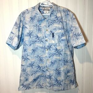 Columbia Fish and Leaf Print Men's Shirt Fishing Vacation Large NWOT